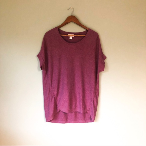 LOFT | Plum Short Sleeve Tunic Knit Sweater Top - Picture 2 of 8
